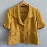 Ellen Tracy  Mustard Tweed Short Sleeve Blazer Size 10 Photo 0