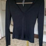 Anthropologie  V Neck Basic Top Long Sleeve Ribbed Parisian Spring Summer Ballet Photo 0