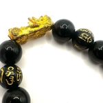 Gold tone dragon Feng shui lucky bracelet Black Photo 4
