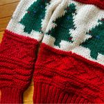 Vintage Hand Knit Christmas Trees Novelty Acrylic Sweater Womens Small Red White Photo 1