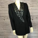 Vintage John Meyer of Norwich black wool blazer with beaded shawl collar large Size 16 Photo 2