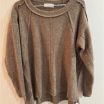 Zenana Oversized Crewneck Sweater Taupe Knit Relaxed Fit S/M Boutique Photo 0