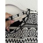 Loft  Women’s‎ Black White Monochrome Geometric Knit Dress Size Medium Zipper Photo 9
