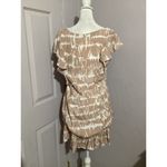 FATE. -Neck Ruffle Short Sleeve Cream And White Printed Viscose Mini Dress Photo 2