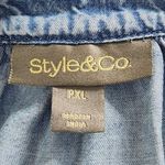 Style & Co . Blue Chambray Top Size Petite XL Preppy Chambray Blouse Photo 5