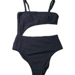 Shade & Shore  Womens Size M 8-10 Cut-Out Monokini Medium Coverage Ribbed Black Photo 0