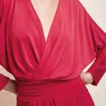 Krisa Dress Long Sleeve Red Faux Wrap Classic Solid Neutral Mini V-Neck Holiday Photo 2