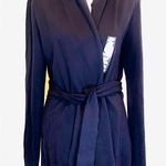 Lucky Brand  Navy Blue Belted Open Hooded Jacket w Pockets Sz Large NWT Photo 1