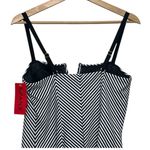 Spanx NWT Striped Peplum Tankini Swimsuit Women’s Size 14 Black White One Piece Photo 5