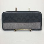 Coach  Legacy Signature Stripe Snap Front And Zip Around Wallet‎ Black Silver Photo 4