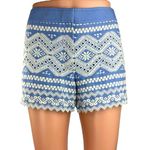 Tory Burch Blue White Embroidered Boho High Waisted Casual Shorts Size 4 Photo 0