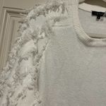 1. State  White Fuzzy Sleeve Sweater Fringe Ivory Cream Womens Sz S Photo 2