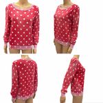 LC Lauren Conrad  Red and White Polka Dot Burnout Sweater Medium Photo 1