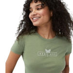 Aeropostale Aero NYC Butterfly Box Graphic Tee size small y2k boxed text Absinthe Green top Photo 0