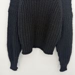 EXPRESS Black Chunky Knit Mock Neck Sweater Oversized Size Small Polyester Photo 2