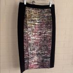 BCBGMAXAZRIA  skirt grayce black combo knit panel slit front lined NEW pencil Photo 4