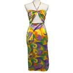 Danielle Bernstein New  WeWoreWhat Dress Womens Small Yellow Purple Strapless 70s Photo 13