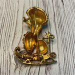 Corel Signed Vintage Christmas Poodle Brooch Gold Photo 5