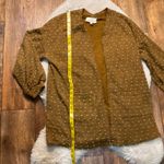 Flower & Feather Cardigan Womens Medium Puff Sleeve Cream Dot Lightweight‎ Brown Photo 4