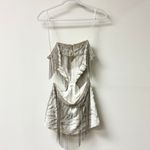 Retrofête Hestia Sequin Fringe V-Neck Mini Dress Silver/White Women's Size S Photo 3