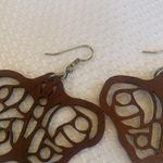 Wooden Butterfly Lightweight Drop Dangle Filigree Earrings Brown Photo 1