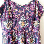 J.Crew Purple Paisley Boho Print Slip Dress Size 4 Fall Transition Piece Layers Photo 6