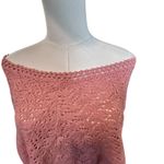 Poncho Open Knit Pink Mini Fringe Gold Thread OSFM Wool Blend XXI Y2K Boho Fairy Photo 2