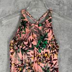 Athleta  Swim Dress‎ Aqualuxe Orange Green Botanical Ruched Beach Casual Medium Photo 3