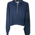 We Wore What NWT Cropped Half Zip Pullover Sweatshirt SMALL Dress Blue Casual Photo 1