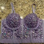 Rhinestone Lavender Embellished Bustier beaded sparkle size 40 Purple Photo 0