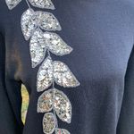 Vintage 80s 90s Outlander Sweater Dress Black Silver Leaves Beaded Sequin L Size L Photo 5