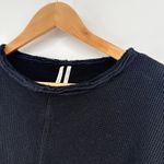 Anthropologie  Black Oversized‎ Waffle Knit Crew Neck Long Sleeve Top Size XS Photo 1