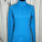 Marmot  Bright Blue 1/2 Zip Base Layer Pullover Size S Long Sleeve Stretch Photo 0