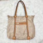 Faux Suede Snakeskin Shopper Tote Bag Tan Photo 5