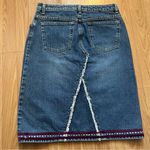 Gap Vintage Denim Fringe Midi Skirt Women’s Size 8 Button Fly Made in USA Y2K Photo 5
