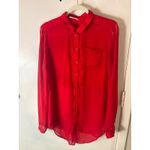Free People Sheer Button Down Red Blouse M Cherry Girl Boho Coquette Holiday Photo 4