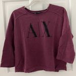 Armani Exchange  AX Womens Maroon Embroidered Logo Crop Sweatshirt Small Photo 1