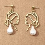 Girl with a Pearl Earring Inspired Gold Drop Earrings | Real Pearl‎ Artistic Photo 0