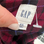 Gap NEW flannel Plaid buttons down shirt top Puff Sleeve Red and Blue XSMALL Photo 8