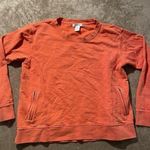 Orvis  Shirt Women's Size L Orange Zip Pockets Boxy Pullover Sweatshirt Long Slv Photo 0