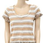 Free People NWT  Garner Tee Shirt Top Striped Ruffle Short Sleeve Size Small Photo 5