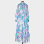 J. Marie Mia Rae Long Sleeve Tiered Maxi Dress Blue Purple Floral Size Small Photo 7