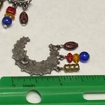 Crescent Legends Moon Shape Silver Tone Metal Pierced Post Earrings with Dangles Photo 5