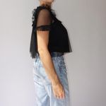 ZARA Black chiffon  ruffle blouse Photo 4