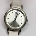 American Eagle women’s watch 23mm silver tone dial white leather band running Photo 1