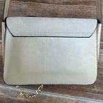 Gray suede Crossbody purse with gold loop and chain details Photo 2