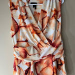 Donna Karan  Sleeveless Wrap Top in Orange and White Photo 0
