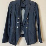 White House | Black Market  Chambray Denim Trophy Blazer Jacket Size 00 Photo 5