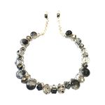 Hand Wired Bracelet with Stained Glass, Crystals and Painted Glass on Bangle Black Photo 0