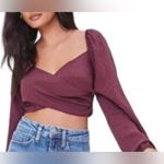 Forever 21 Women’s Wrap Around Surplice Deep Burgundy Crop Top Size S Photo 1